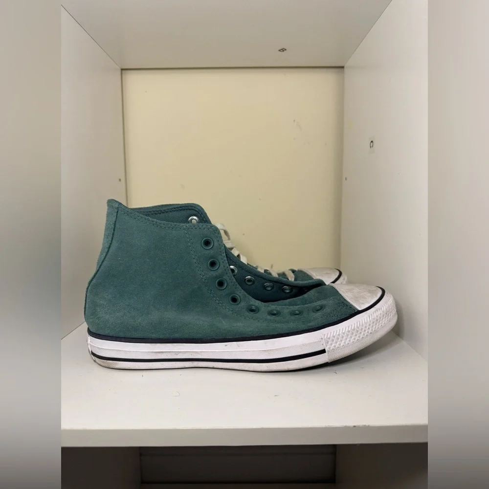 Converse All Star Chuck Taylor High Top women’s size 9.5 men 7.5 green suede - Picture 5 of 11